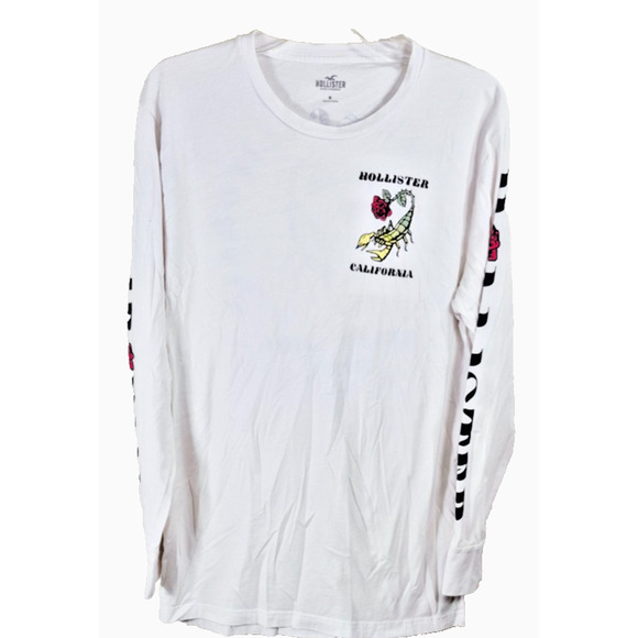 HOLLISTER Long Sleeve T-Shirt Rose & Scorpion Logo Sz. Medium Never Look Back - Picture 1 of 9